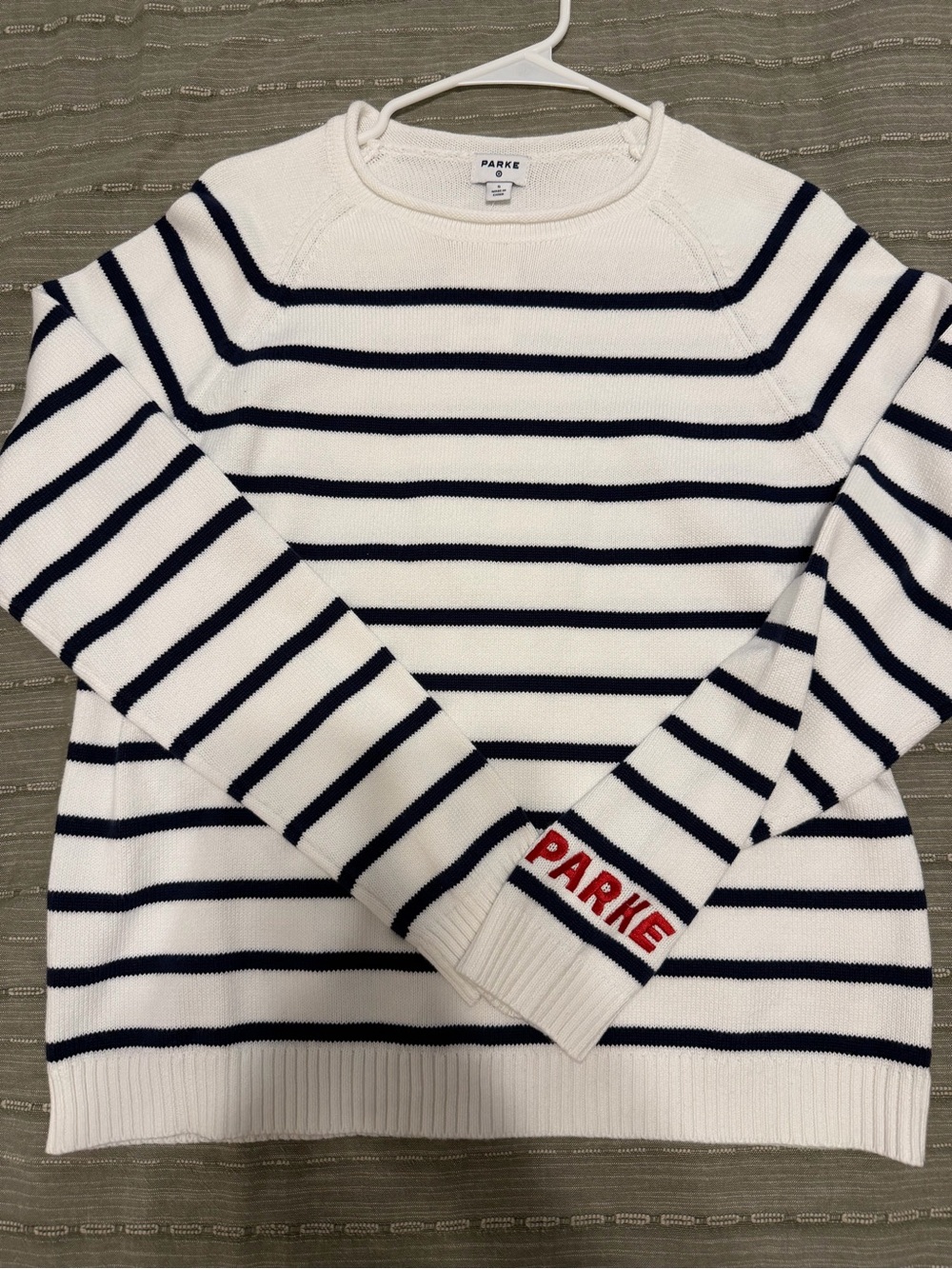 Parke Women's Navy and White Striped Crewneck Sweater Target X Parke Collab